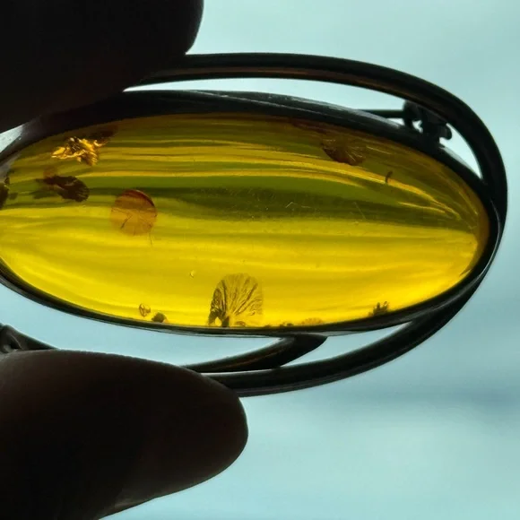 Authentic Baltic Amber and Silver Brooch and Pendant - Picture 3 of 7